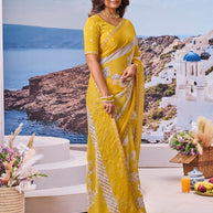 Lightweight yellow saree daily wear