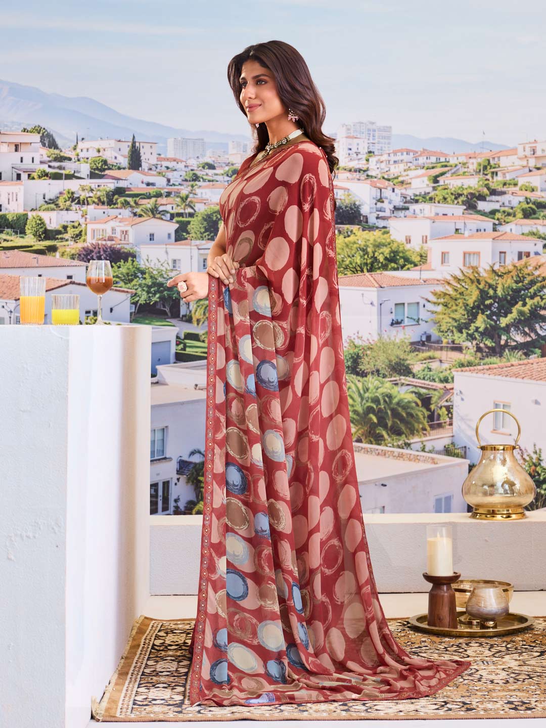 Trendy geometric saree