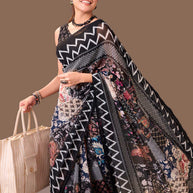 Laxmipati Dillagi Black Georgette Floral Saree