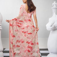 Pink stylish floral saree
