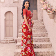 classic red designer saree