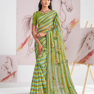 Laxmipati Murli Green Silk Blend Floral Saree