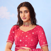 Pink printed silk saree daily wear