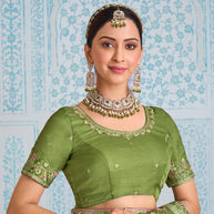 Laxmipati Aanya Green Chiffon Embroidered Saree