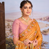 rust orange saree