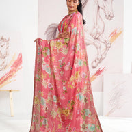 Laxmipati Murli Pink Chiffon Floral Saree
