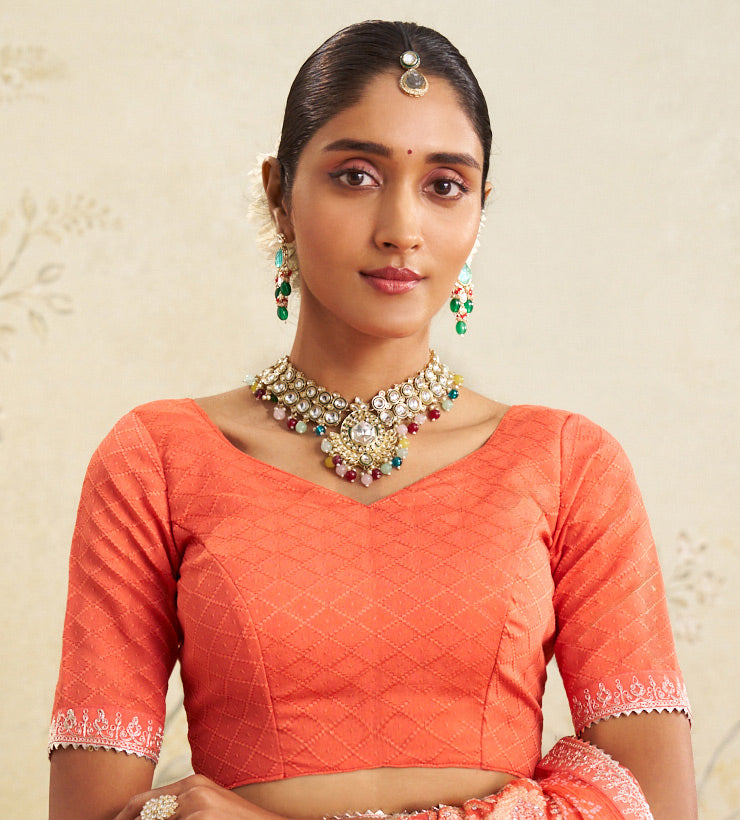 orange chiffon saree