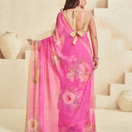 Pink stylish floral saree