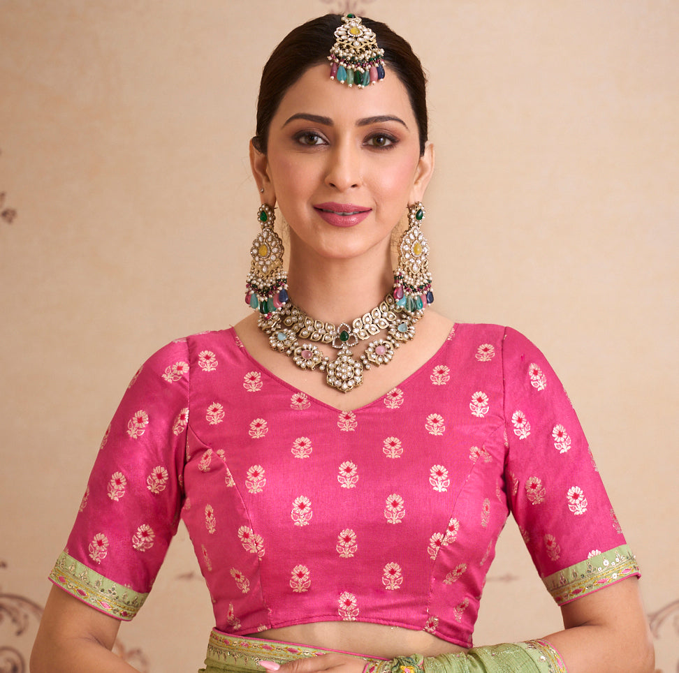 green chiffon saree
