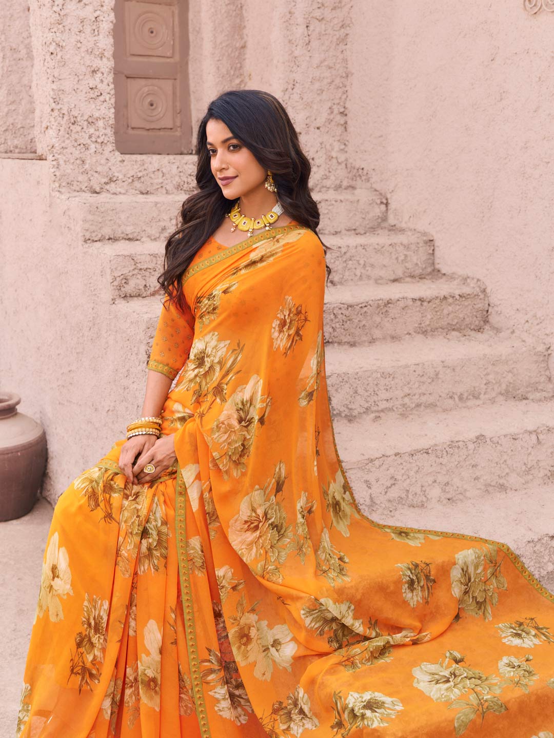 lightweight georgette saree drape