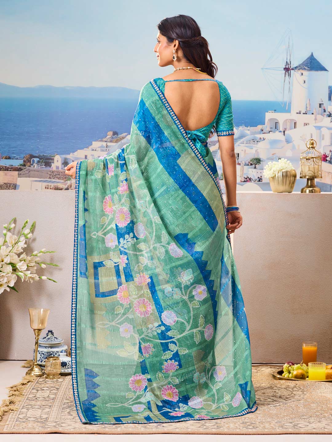 Shop blue saree online casual wear