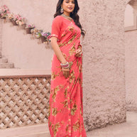 stylish pink designer saree