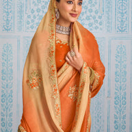 Laxmipati Aanya Orange Chiffon Embroidered Saree