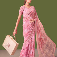 Laxmipati Dillagi Pink Georgette Floral Saree