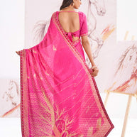 Laxmipati Murli Pink Chiffon Floral Saree