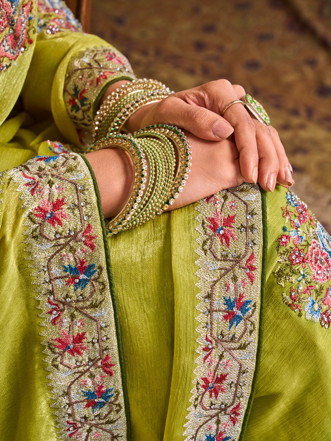 green designer saree