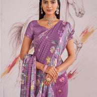 Laxmipati Murli Purple Georgette Floral Saree