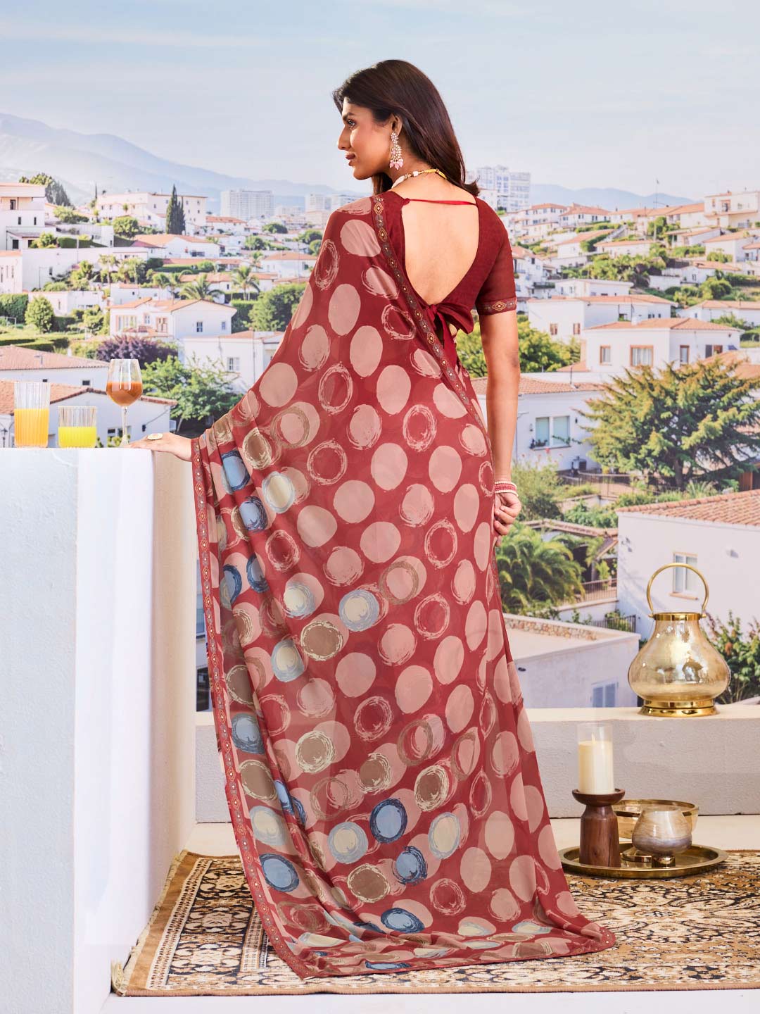 maroon saree