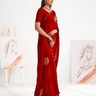 Laxmipati Murli Red Georgette Floral Saree