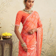 orange designer saree