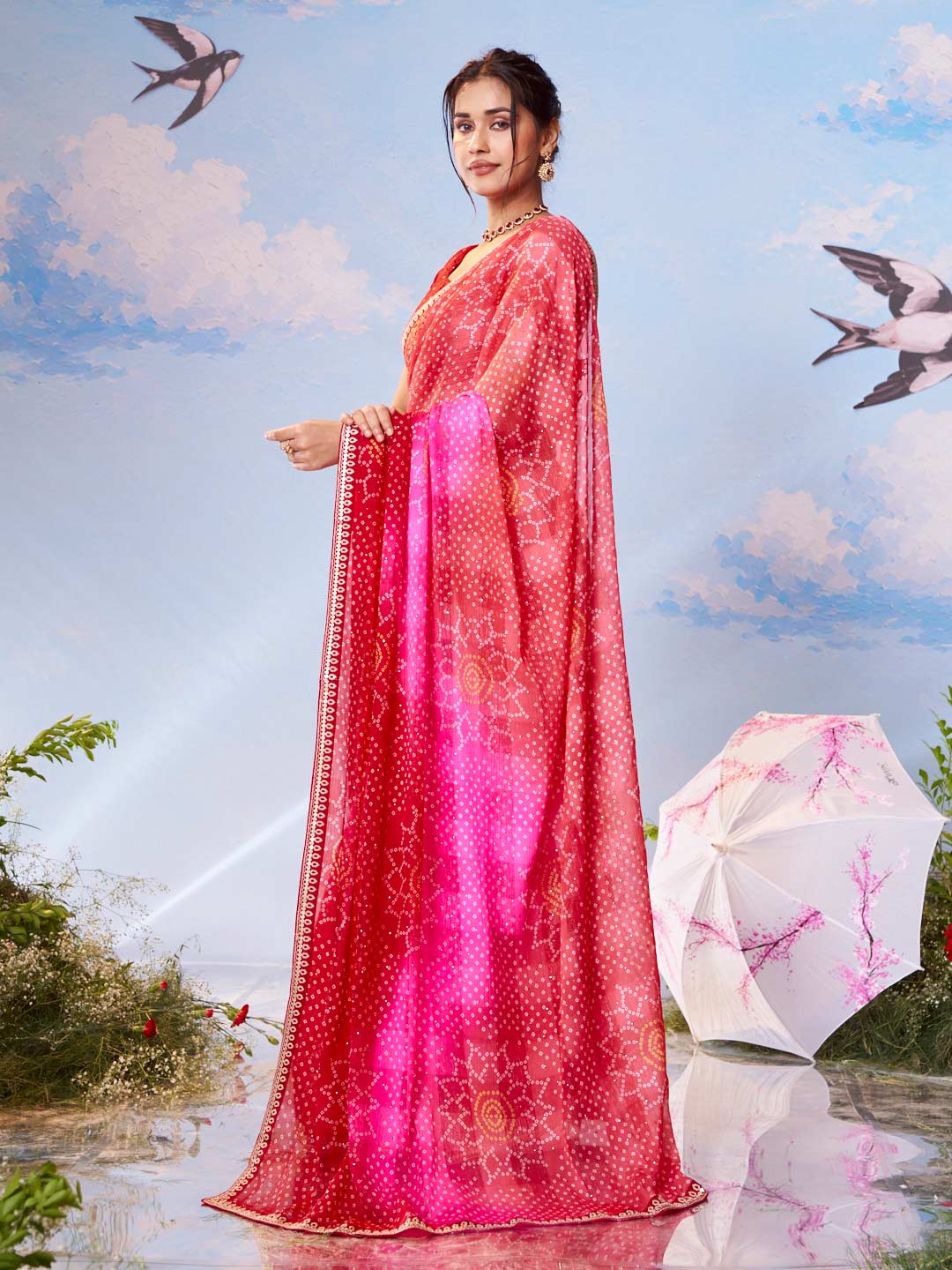 gulabi zari silk saree bridal 