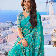 Elegant chiffon saree drape
