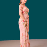 Laxmipati Dillagi Pink Georgette Floral Saree