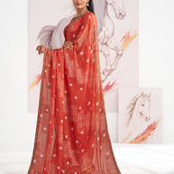 Laxmipati Murli Orange Chiffon Geometric Saree
