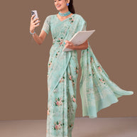 Laxmipati Dillagi Blue Georgette Floral Saree