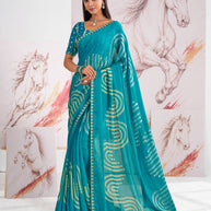 Laxmipati Murli Blue Chiffon Geometric Saree