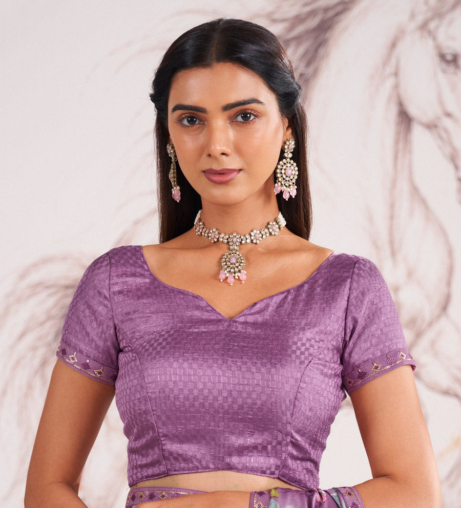 Laxmipati Murli Purple Georgette Floral Saree