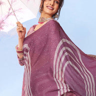 Purple embroidered silk saree festive wear 