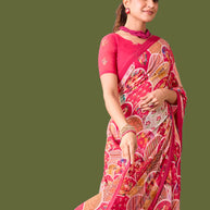 Laxmipati Dillagi Pink Georgette Floral Saree