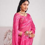 Laxmipati Murli Pink Chiffon Ikkat Saree