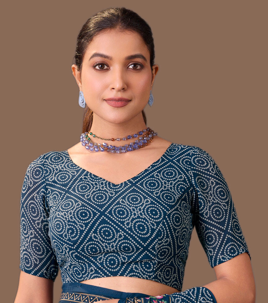 Laxmipati Dillagi Navy Blue Georgette Floral Saree