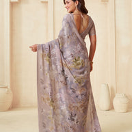 Brown trendy floral saree