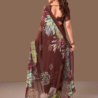 Laxmipati Dillagi Brown Georgette Floral Saree