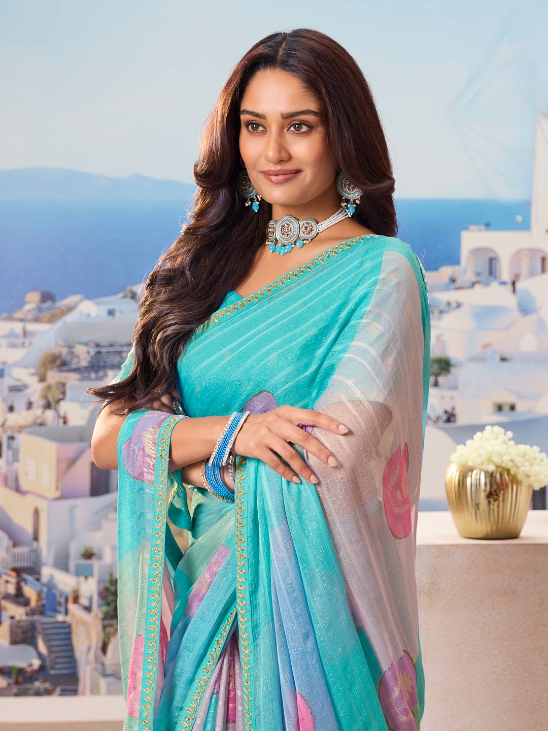 Stylish blue saree