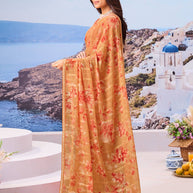 Elegant brown printed saree