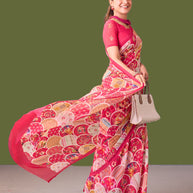 Laxmipati Dillagi Pink Georgette Floral Saree