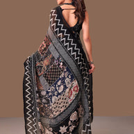 Laxmipati Dillagi Black Georgette Floral Saree