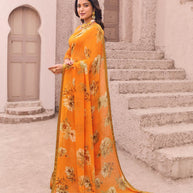 festive orange saree look