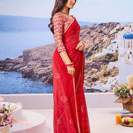Elegant red printed saree