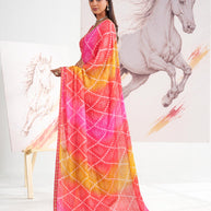 Laxmipati Murli Pink Chiffon Geometric Saree