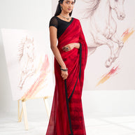 Laxmipati Murli Red Georgette Floral Saree
