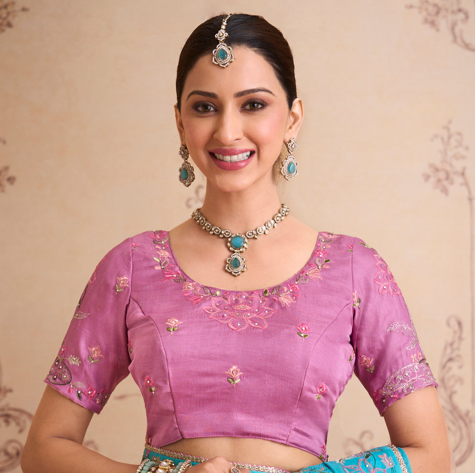 blue chiffon saree
