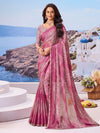Purple floral chiffon saree