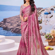Purple floral chiffon saree