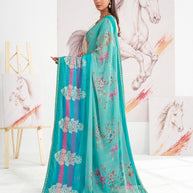 Laxmipati Murli Blue Chiffon Floral Saree