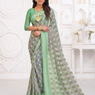 Green georgette modern print saree